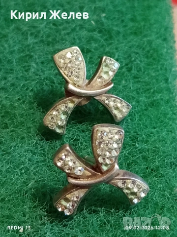 Сребърни обеци във формата на ПАНДЕЛКА 🎀 с инкрустирани кристали стил и елегантност 53686, снимка 4 - Обеци - 53412099