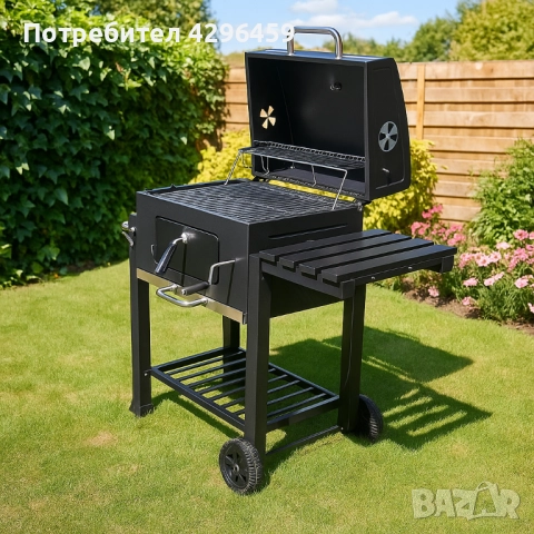Барбекю на дървени въглища с чугунена плоча 113x45.5x100 см, снимка 3 - Барбекюта - 52267482