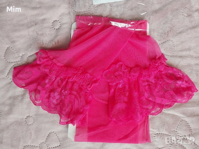 XL/2XL Дамски розови чорапи ликра с дантела за жартиери , снимка 2 - Бельо - 54223940