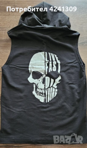 Мъжки топ с качулка без ръкави, снимка 2 - Спортни дрехи, екипи - 51140592