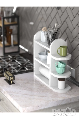 Дървена етажерка за кухня / Органайзер за подправки / Кухненски рафт, снимка 2 - Етажерки - 51764925