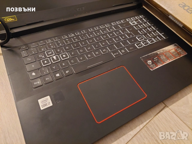 ЗА РЕМОНТ 17" геймърски лаптоп Acer Nitro 5 AN517-52-71C7 Core i7-10750H Nvidia RTX 3060, снимка 2 - Лаптопи за игри - 54072515