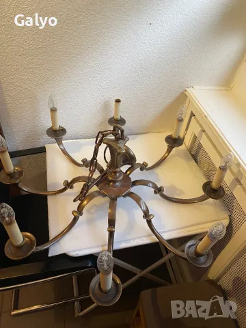 Месингов Античен Полилей, абажур, лампа