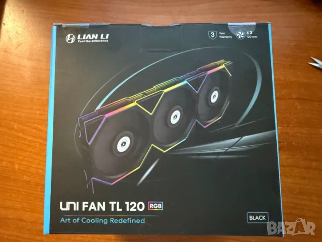 Вентилатори 120mm, Lian Li UNI FAN TL (G99.12TL3B.00) 4-pin, 2600rpm, 3 броя черни, RGB, с контролер