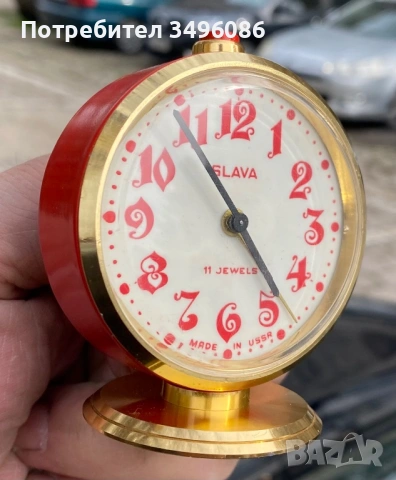 Стар съветски механичен будилник СЛАВА 11 камъка, снимка 13 - Колекции - 54058898