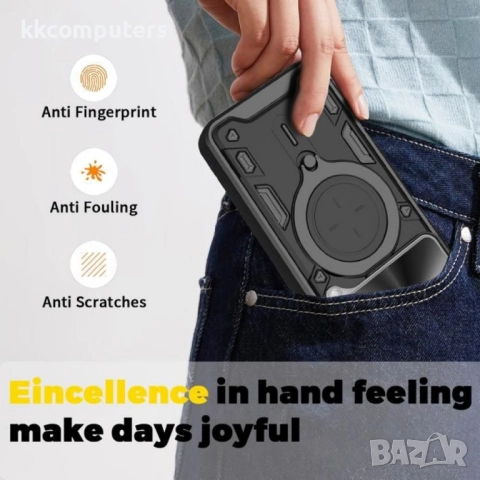 Удароустойчив магнитен калъф за ZTE Blade A35e 5G- Слайд капак за камерата, 360° Стойка, вкл. Протек, снимка 11 - Резервни части за телефони - 52521510