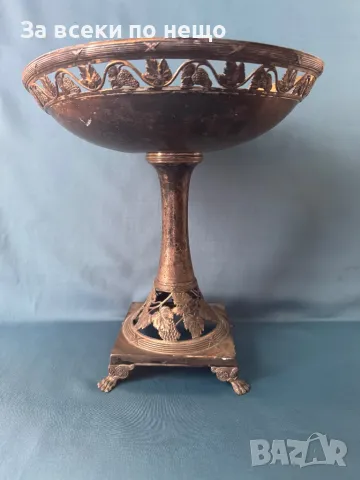 Немска стара посребрена фруктиера с маркировки - WMF, снимка 3 - Антикварни и старинни предмети - 50319468