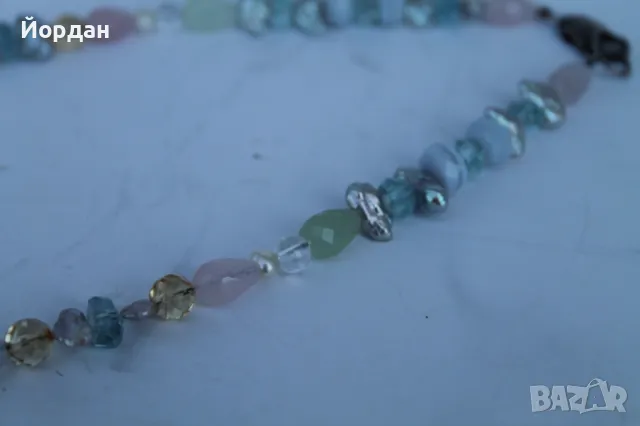 Дамско сребърно колие с естествени перли , планински кристал централен камък топаз, снимка 8 - Колиета, медальони, синджири - 50380165