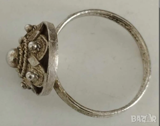 Стар сребърен пръстен с филигран, Царство българия дамски пръстен сребро, снимка 2 - Пръстени - 50533320