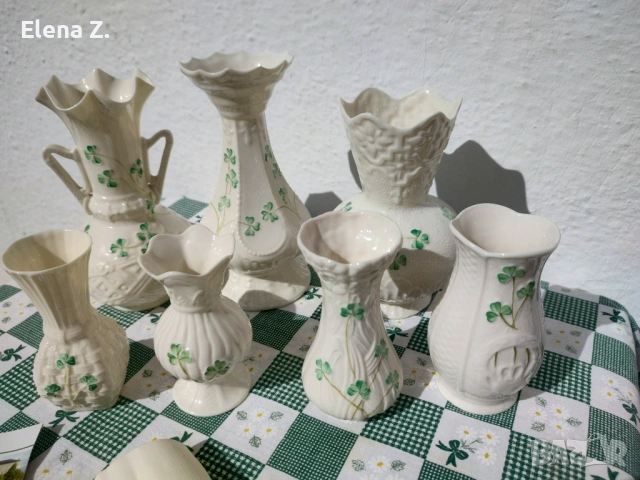 Ръчно рисувани вази Belleek Ирландия, снимка 7 - Вази - 53656650