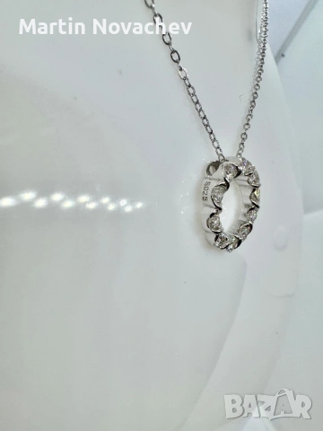 Сребърно колие с мойсанит (Диамант) 1 карат, снимка 4 - Колиета, медальони, синджири - 53820692