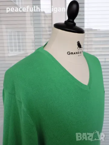 Polo By Ralph Lauren Men`s Green Pima Cotton Long Sleeve V-Neck Jumper Size L, снимка 4 - Пуловери - 49034369