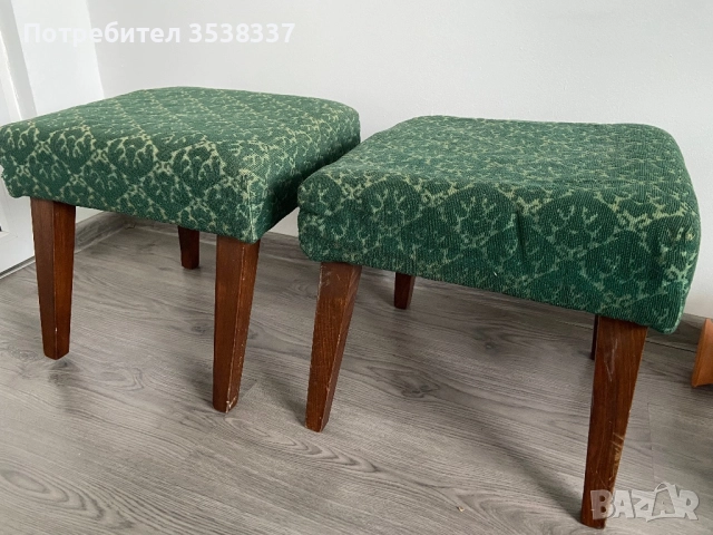 Комплект ретро соц зелени табуретки 2 броя 