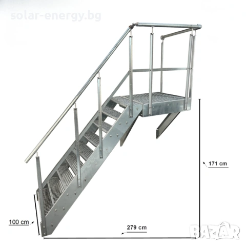 Метално стълбище с площадка 9 стъпала | За монтаж към стена | Поцинковано, снимка 2 - Други - 54236234