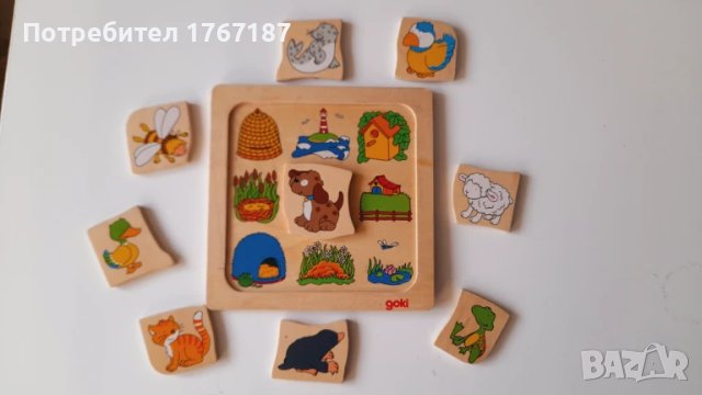 Дървен пъзел за деца с животни на Goki, снимка 4 - Игри и пъзели - 50507490