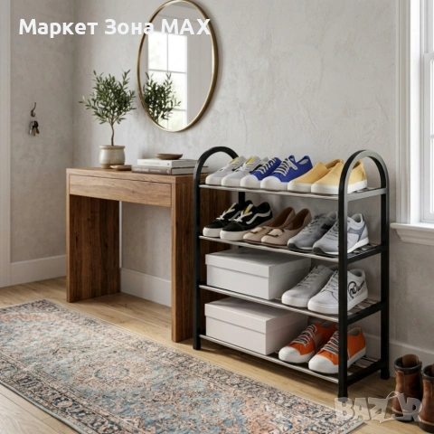 Етажерка за обувки на 4 нива до 12 чифта - стилна и здрава, снимка 3 - Декорация за дома - 53863113