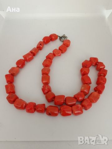 Красив гердан от естествен оранжево червеникав корал, снимка 3 - Колиета, медальони, синджири - 46455973