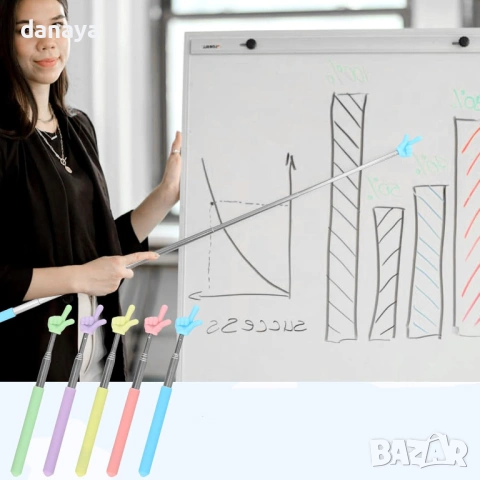 6444 Телескопична учебна показалка Ръчичка, 20–68 см, снимка 4 - Ученически пособия, канцеларски материали - 53807457