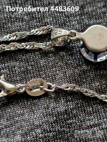 Сребърно колие с бял цирконии , снимка 5 - Колиета, медальони, синджири - 53759382