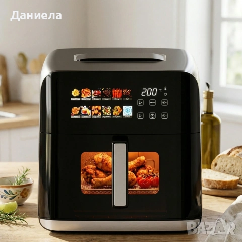 Еърфрайър Oliver Voltz OV51980CF, 1800W, 8 литра, Двоен нагревател, 12 Програми, LED дисплей, снимка 7 - Фритюрници - 54055663