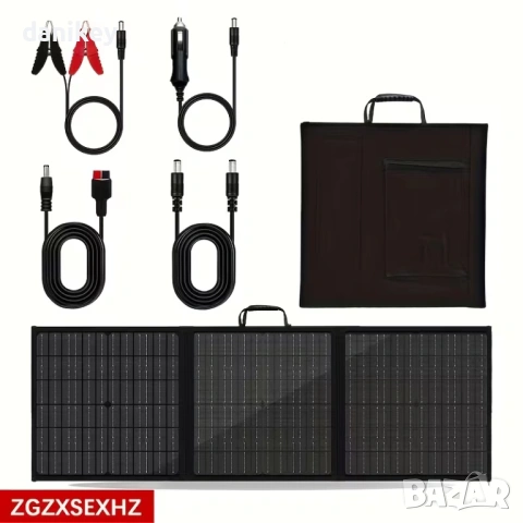 Мощен Монокристален Соларен Панел 100W (Peak) – Пълен К-кт за Къмпинг и Акумулатори