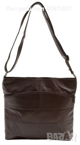 Стилна дамска чанта от естествена к. с дълга дръжка за рамо 28/28см, снимка 2 - Чанти - 45658965