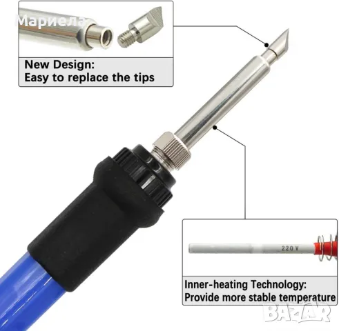 Поялник 60W / Пирограф 37 инструмента /  Регулируема температура 200-450 °C  140см. кабел, снимка 14 - Други стоки за дома - 47181714