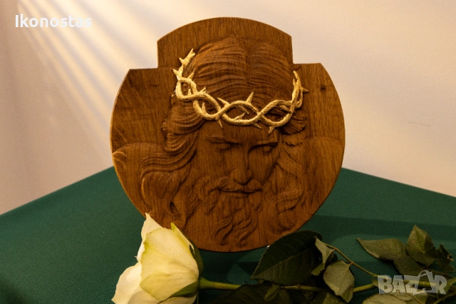 Позлатена дъбова икона „Страданията на Исус Христос“, снимка 6 - Икони - 53222856