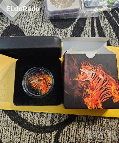 Сребърна инвестиционна монета,,тигър" със сертификат 