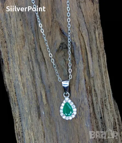 Сребърна висулка с натурален Изумруд , снимка 1