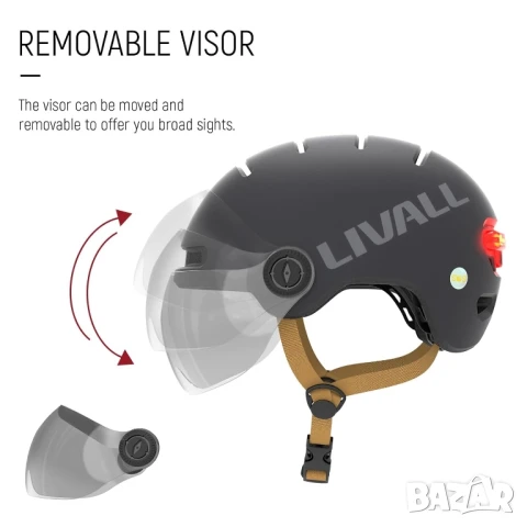 Интелигентна каска LIVALL L23 с визьор и LED осветителна система, снимка 6 - Аксесоари за велосипеди - 50905685