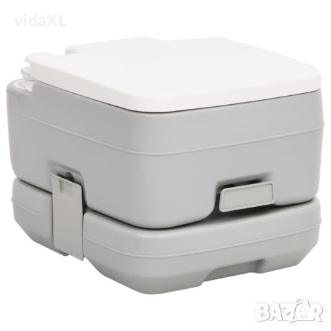 vidaXL Преносима къмпинг тоалетна, сиво и бяло, 10+10 л, HDPE（SKU:154408, снимка 1 - Други стоки за дома - 46023078