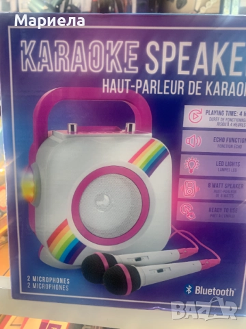 Розова караоке тонколона / 8W / 2 Микрофона и LED, снимка 2 - Тонколони - 51521180