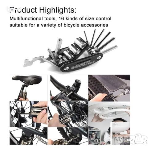16 в 1 Многофункционален инструмент Отвертка Гаечен ключ за ремонт на Велосипед Мотоциклет и други, снимка 2 - Отвертки - 45089597