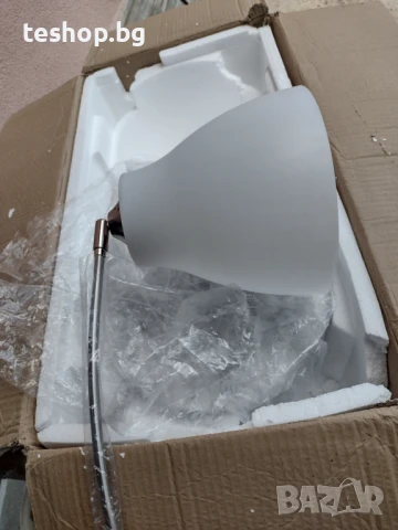 Лампа със стойка тип дъга оранжева с 2 плафона преоценен продукт, снимка 3 - Настолни лампи - 50989176