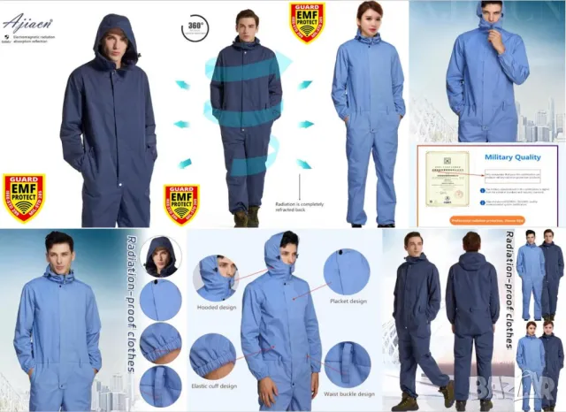 360°Екранирано Защитно Облекло Метални Нишки ЕМП АнтиРадиационен Щит срещу Електромагнитно Излъчване