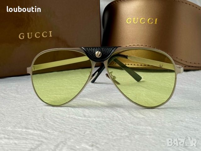 Gucci 2024 мъжки слънчеви очила авиатор с кожа 5 цвята, снимка 11 - Слънчеви и диоптрични очила - 45484592