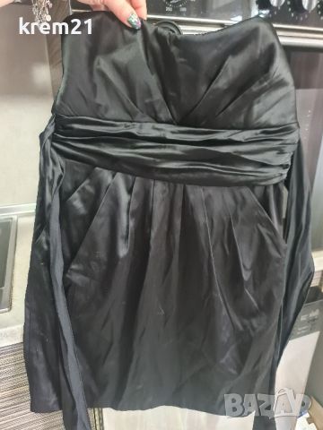черна сатенена рокля Xs, снимка 4 - Рокли - 45804474