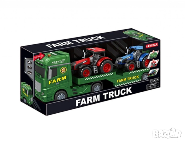 ToyStar Автовоз FARM с Трактори – Звук и Светлина, снимка 4 - Коли, камиони, мотори, писти - 52125855