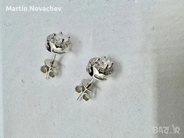 Сребърни обеци с мойсанит (Диамант) 0.5 карата, снимка 10 - Обеци - 52933479