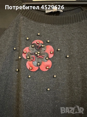 Черна туника с цвете , снимка 3 - Туники - 53234633