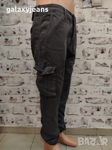 Blackzi- карго сив панталон, с 4 джоба с капак, италиански джоб, ластик на крачола, 100% памук