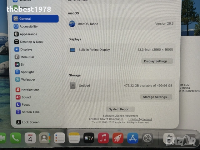 НОВ! MacBook Pro 13 2020`Core i7-1068NG7/32GB RAM/512GB SSD/Бат 100%, снимка 7 - Лаптопи за работа - 53711986
