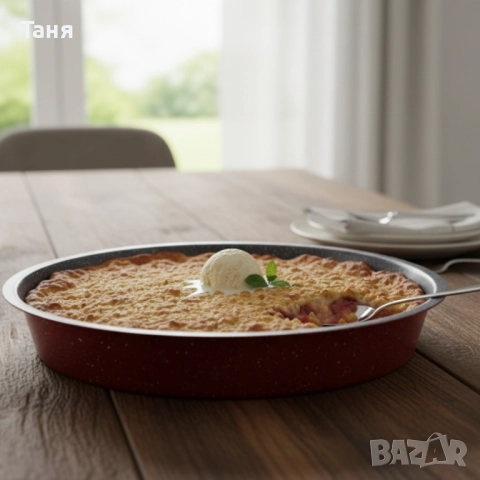 Премиум кръгла тава с мраморно покритие – идеална за сладкиши и печени ястия, снимка 6 - Съдове за готвене - 52503385