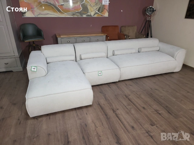 Светло кремав ъглов диван от плат Flex Felix, снимка 4 - Дивани и мека мебел - 53755405