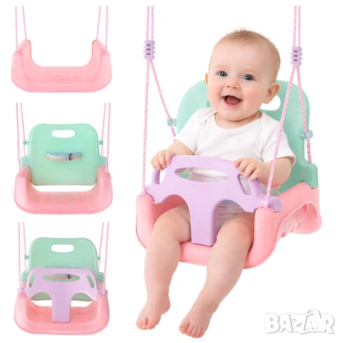 Домашна детска люлка за двор и градина / Бебешка люлка 3 в 1 - 3 цвята, снимка 2 - Други - 53690428