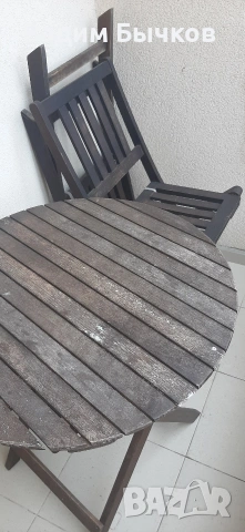 Комплект от два стола и маса, снимка 2 - Градински мебели, декорация  - 53843691
