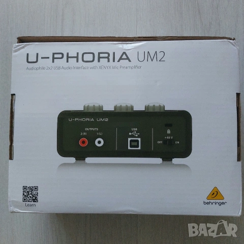 Професионален USB Аудио Интерфейс Behringer U-Phoria UM2 (XENYX / +48V) – Пълен Комплект, снимка 2 - Други - 54133818