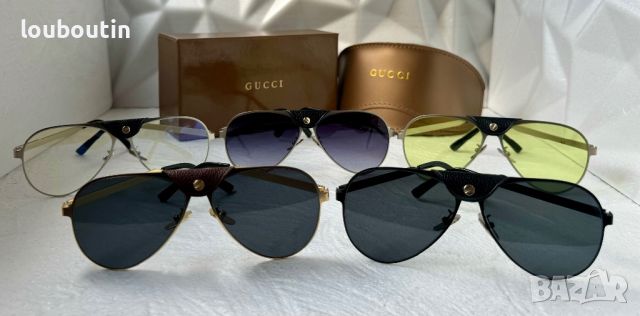 Gucci 2024 мъжки слънчеви очила авиатор с кожа 5 цвята, снимка 13 - Слънчеви и диоптрични очила - 45591492