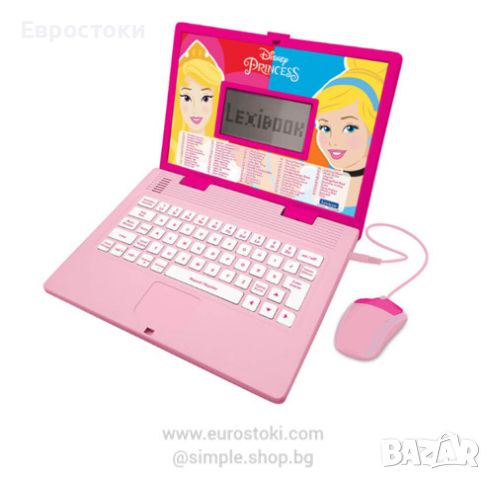 Детски лаптоп Lexibook Disney Princess, образователен лаптоп за деца със 124 дейности, двуезичен, снимка 1